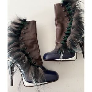 Fendi Couture Karl Lagerfeld Feather Runway  Ankle Boots Booties 36 6 5.5